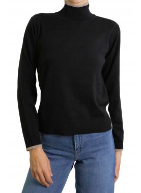 Maglione tinta unita con contrasti di colore 